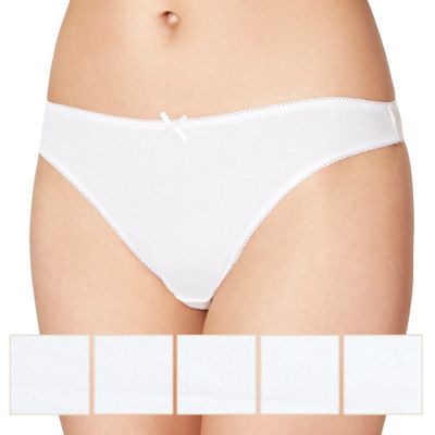 Debenhams Pack of five white cotton stretch thongs